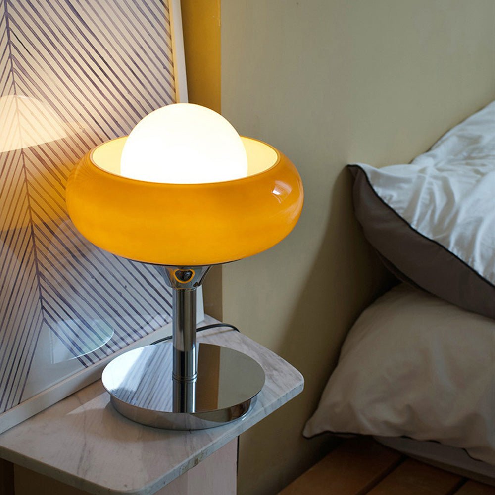 Glasbordslampa Retro Gul Ljusdesign