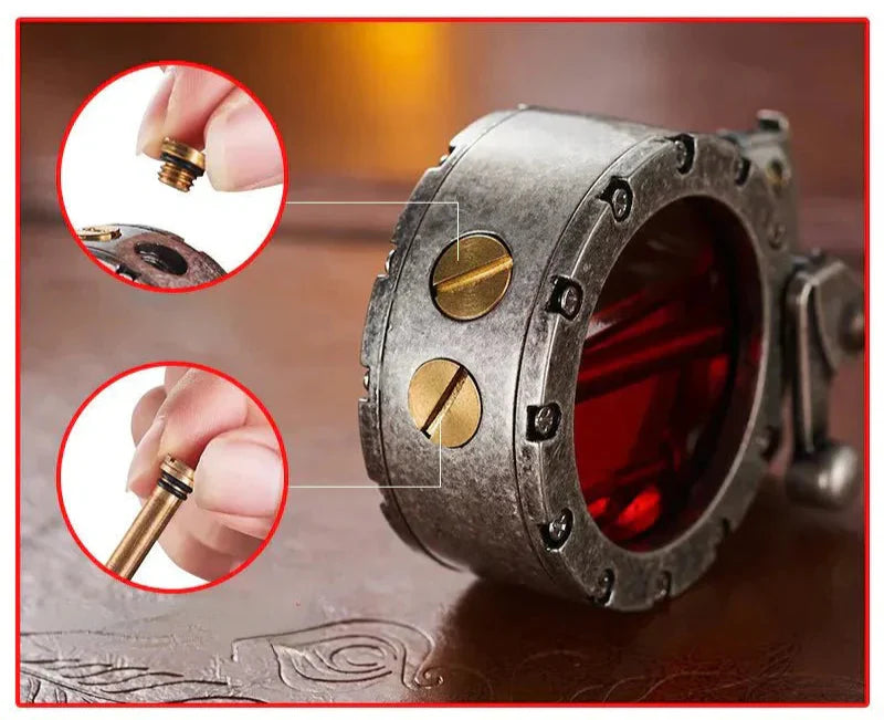 Royallure Vintage Vindskyddad Tändare – Transparent Bränsletank Retrodesign för Camping & Utomhus