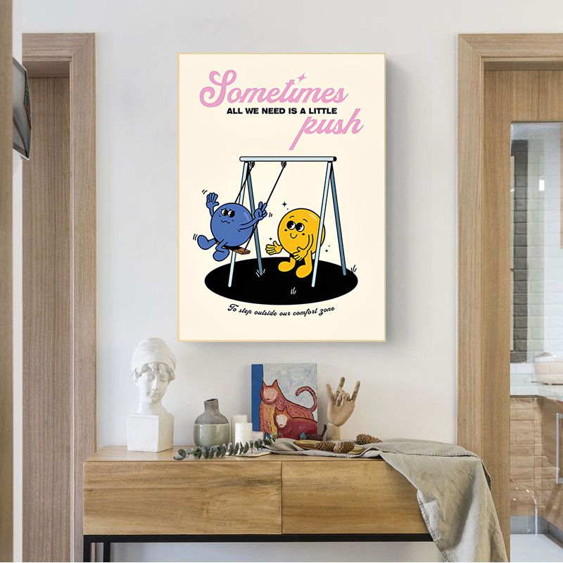 Retro Stil Tecknat Leende Inspirerande Citat Posters Papper