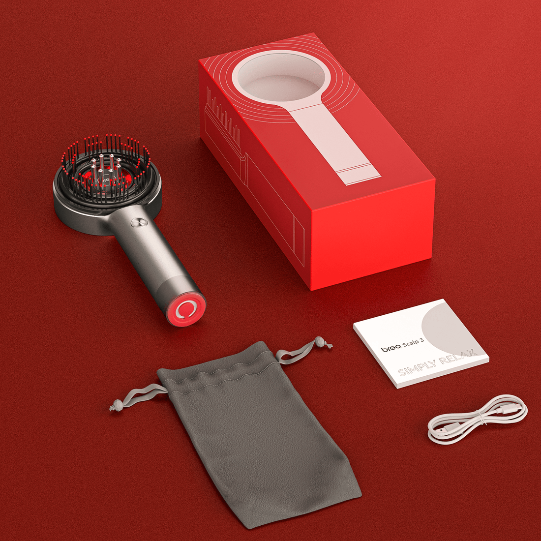 Huvdmassageborste med röd ljusbehandling