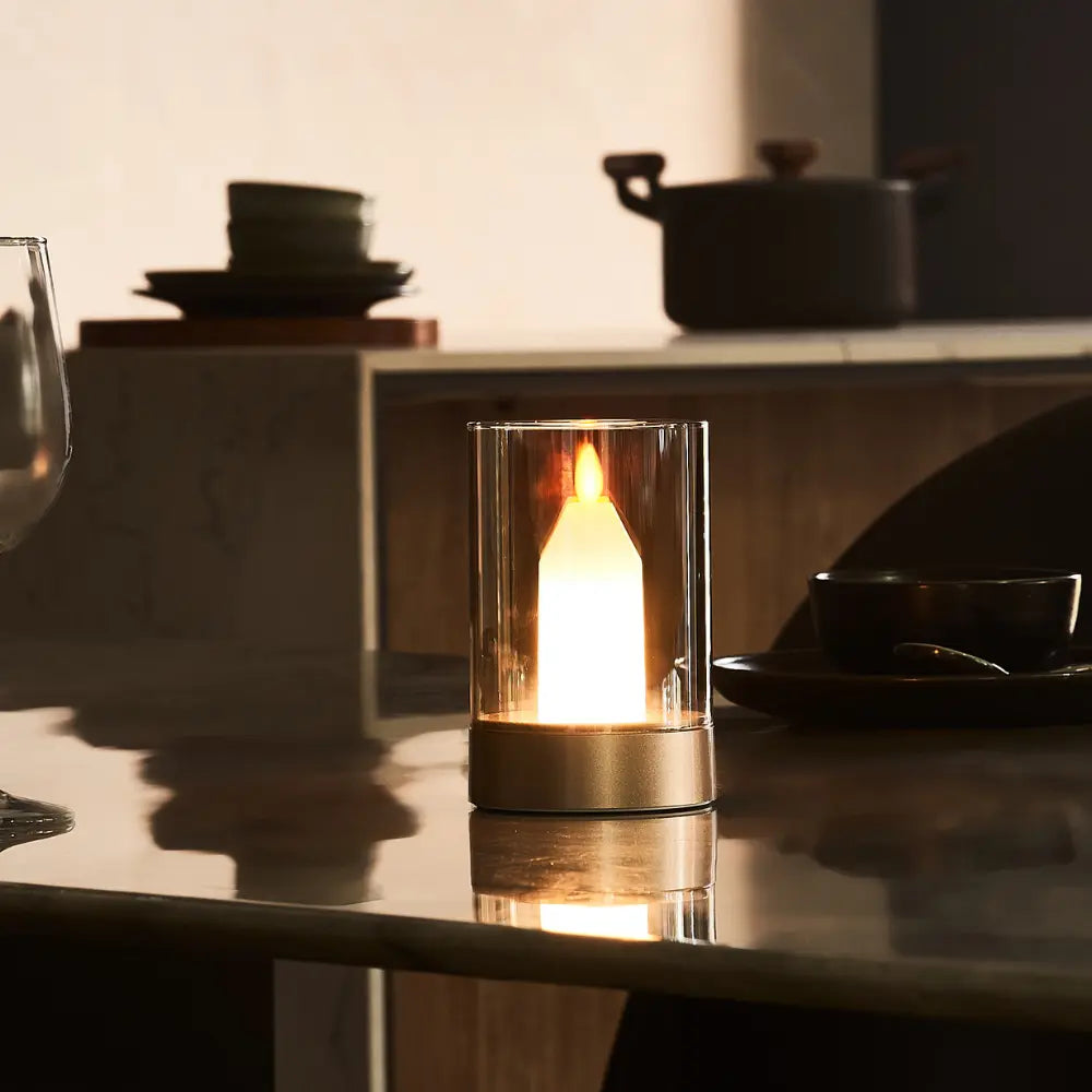 Laddningsbar ljusglöd - utan låga ambientljus med lugnande varm flämtande ljus
