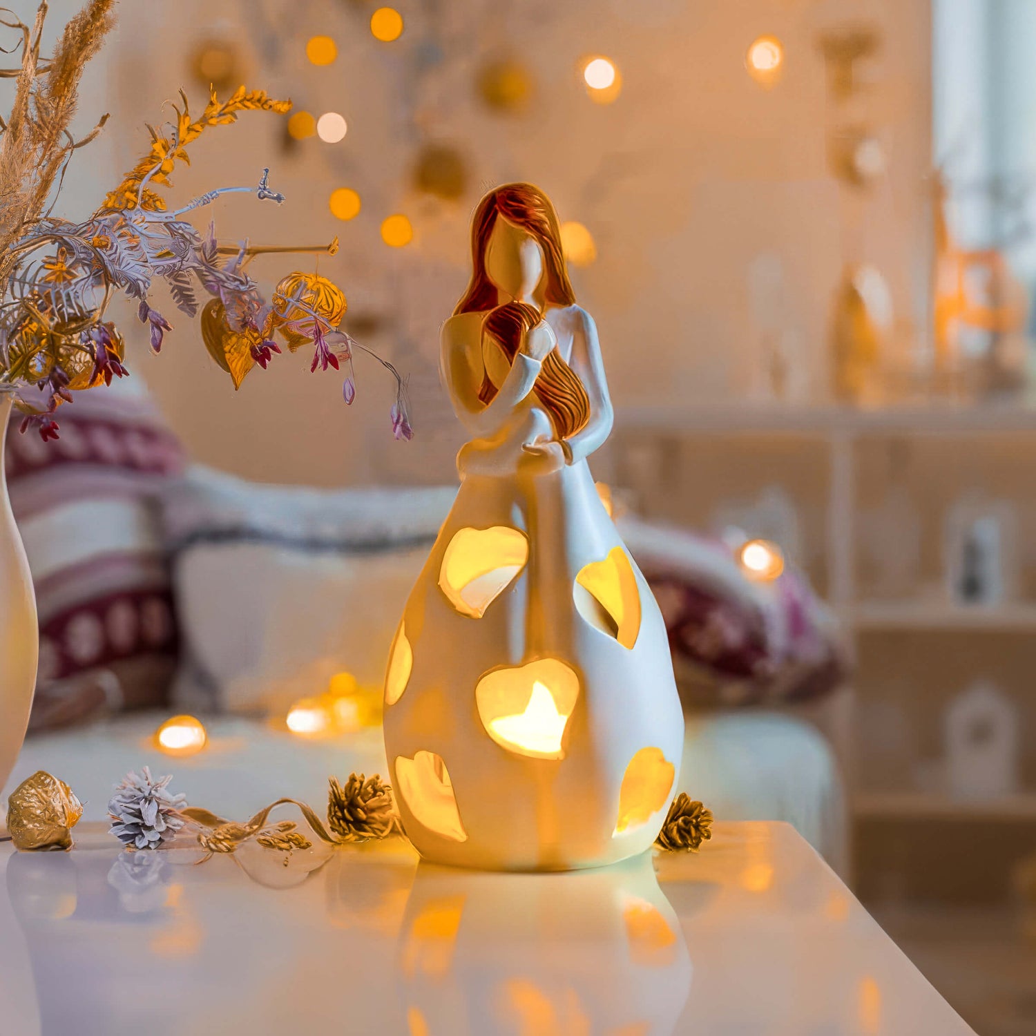 Bordslampa med romantisk design i harts