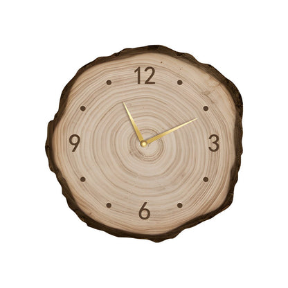 Träskiva Väggklocka | LED Ljus | Fjärrkontroll | Naturlig Rund Design | Varm Ljus