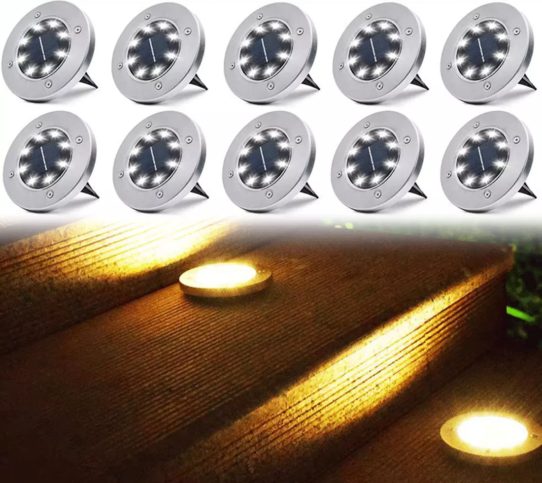 12 Led Solarbelysning För Mark Utomhus Vattentät