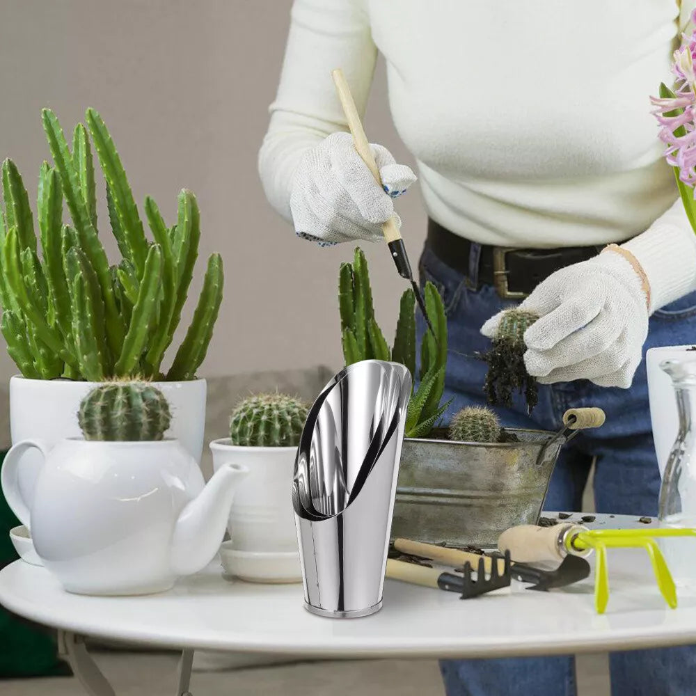 Rostfritt stålspade för blomjord – Robust planteringsspade för trädgård och balkong