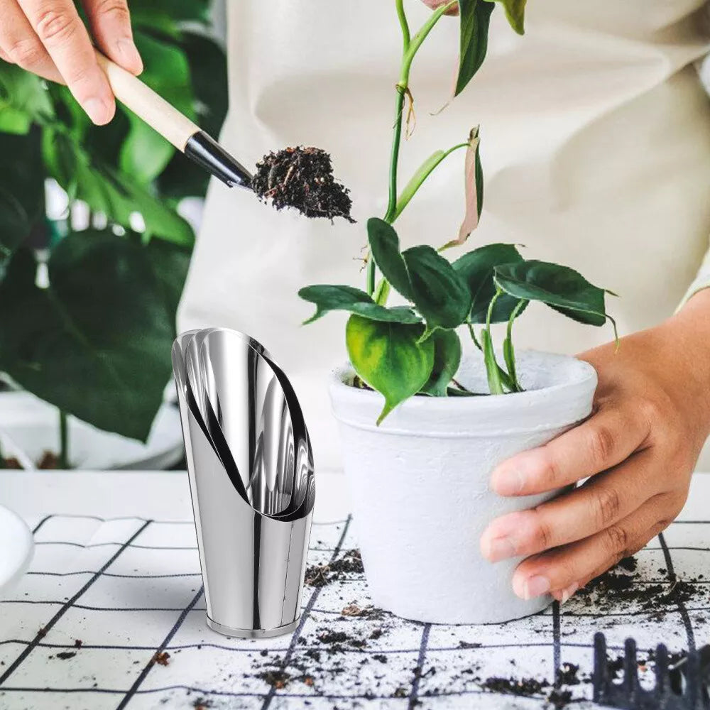 Rostfritt stålspade för blomjord – Robust planteringsspade för trädgård och balkong