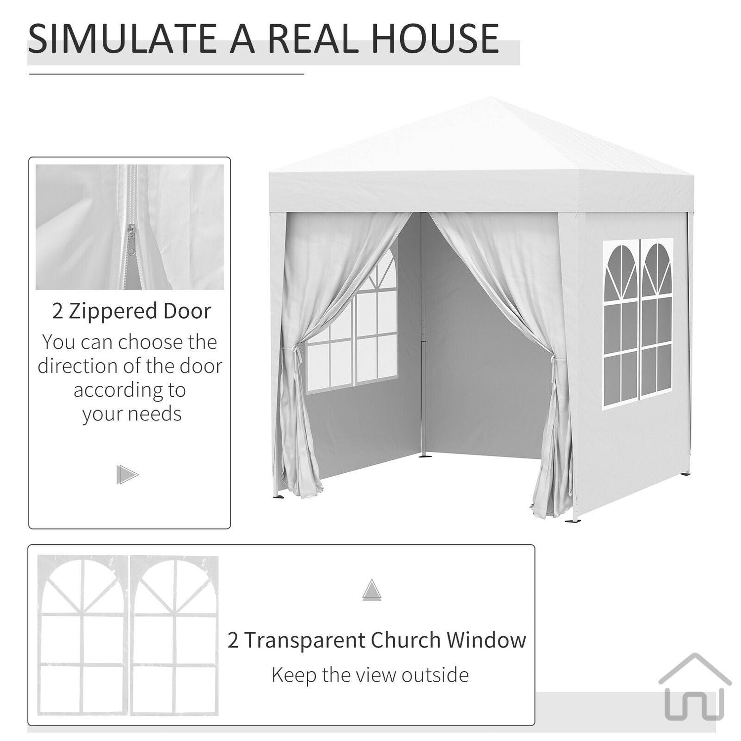 2m x 2m Utomhus Fällbar Gazebo Tält - Pop Up Partytält