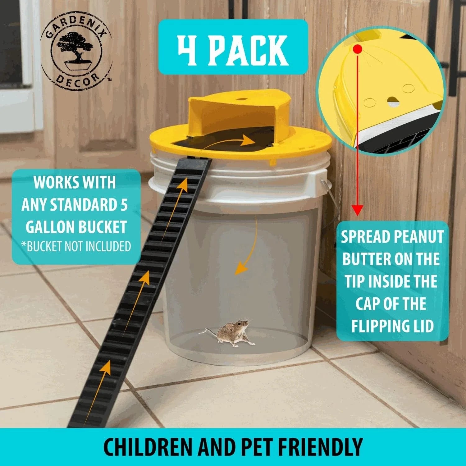 4-Pack Bucket Lock Musfälla
