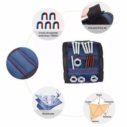 Magnetiskt verktygs-hållararmband för skruvar och spik