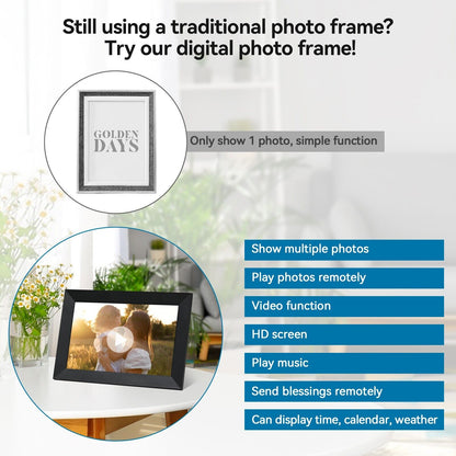 10,1 tum WiFi Digital Fotoram med 1080P HD Pekskärm