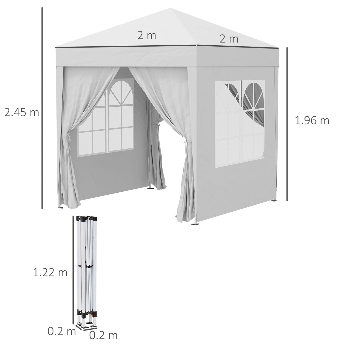2m x 2m Utomhus Fällbar Gazebo Tält - Pop Up Partytält