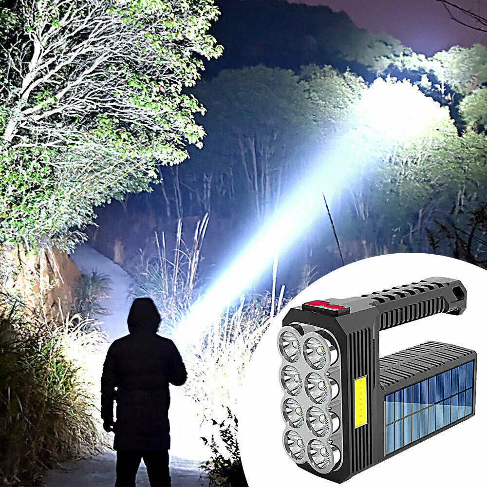 Solenergi LED ficklampa – Vattentät, kraftfull handstrålkastare med litiumbatteri