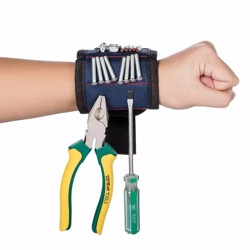 Magnetiskt verktygs-hållararmband för skruvar och spik