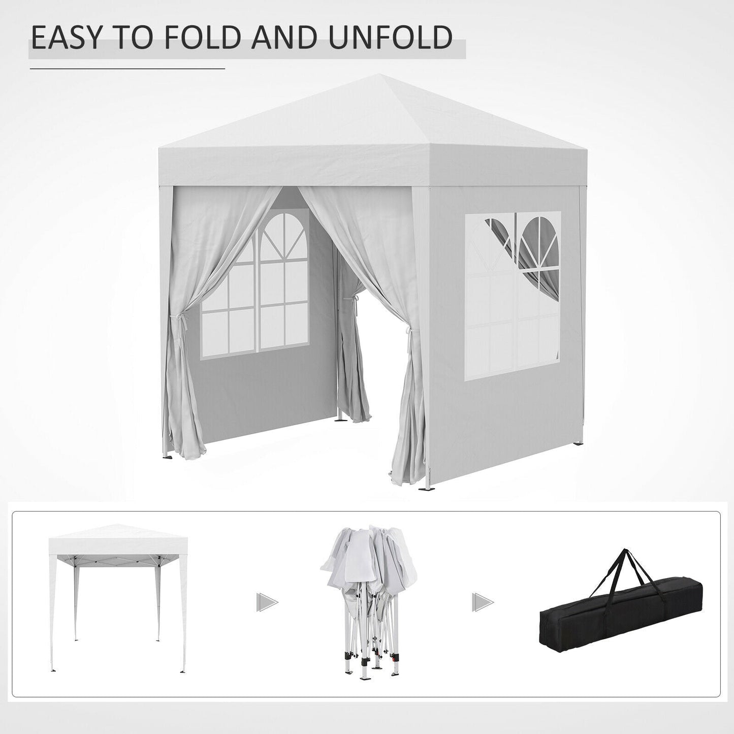 2m x 2m Utomhus Fällbar Gazebo Tält - Pop Up Partytält