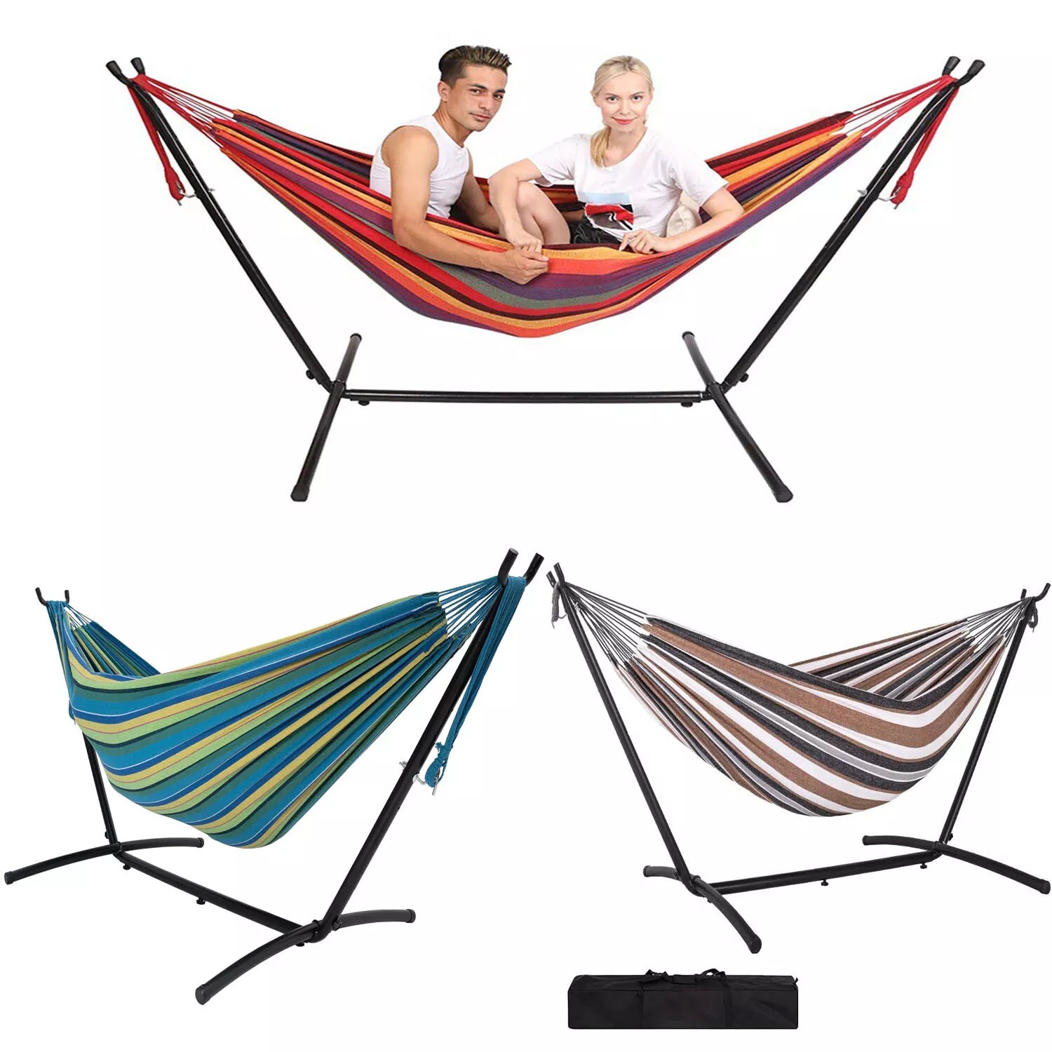 2-Personers Hängmatta med Ställning - Premium Canvas
