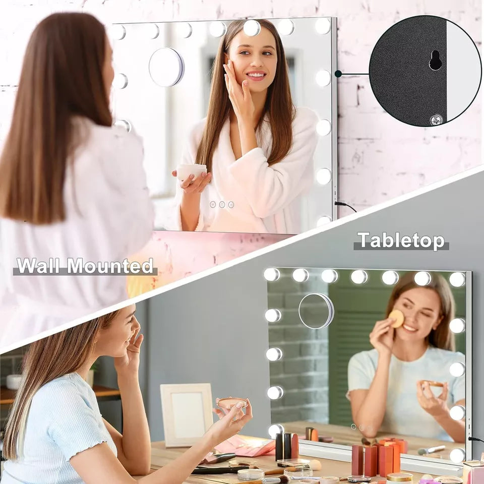 LED Hollywood Makeup Spegel med Dimmbar LED-lampa
