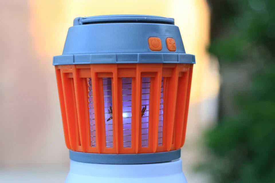 Solar LED mygglampa med integrerad lykta – Effektivt insektskydd och belysning för trädgård och camping