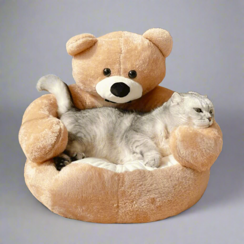 SAMIYA – Plysch kattbädd med upphöjd kant för komfort och säkerhet