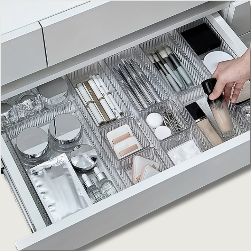 Carvallo Make-up Organizer med lådor | Transparent akryl | Stilig förvaring för kosmetik och smycken
