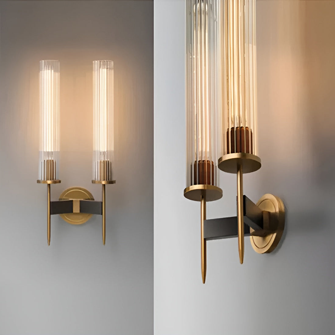 Modern vägglampa – kopparfinish &amp; ribbat glas för stiliga accenter