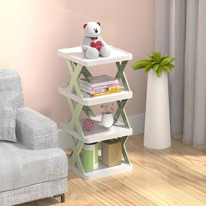 Multifunktionellt och hopfällbart skohyllsystem för platsbesparande förvaring