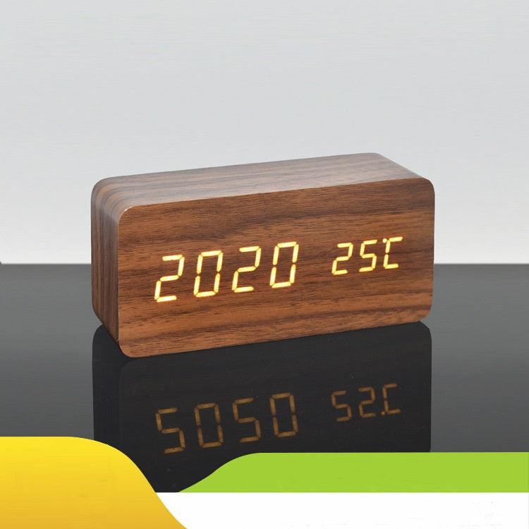 Väckarklocka Digital Trä LED Skärm