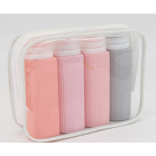 Carvallo Uitstroomvrije Siliconen Reisflessen 4-pack | 89 ml (TSA-conform) | BPA-vrij & Navulbaar | Met Rits Toilettas