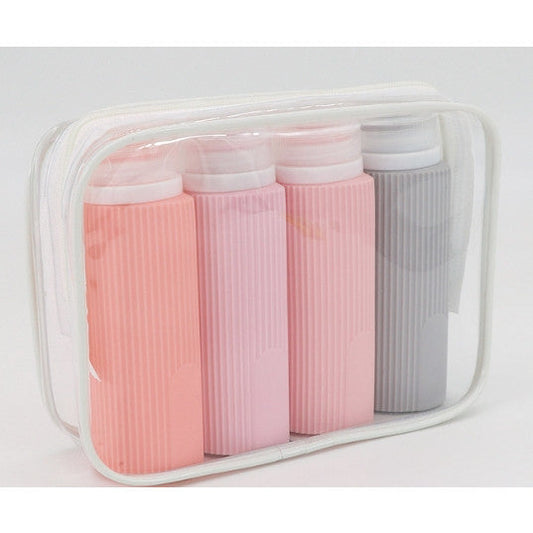 Carvallo Uitstroomvrije Siliconen Reisflessen 4-pack | 89 ml (TSA-conform) | BPA-vrij & Navulbaar | Met Rits Toilettas