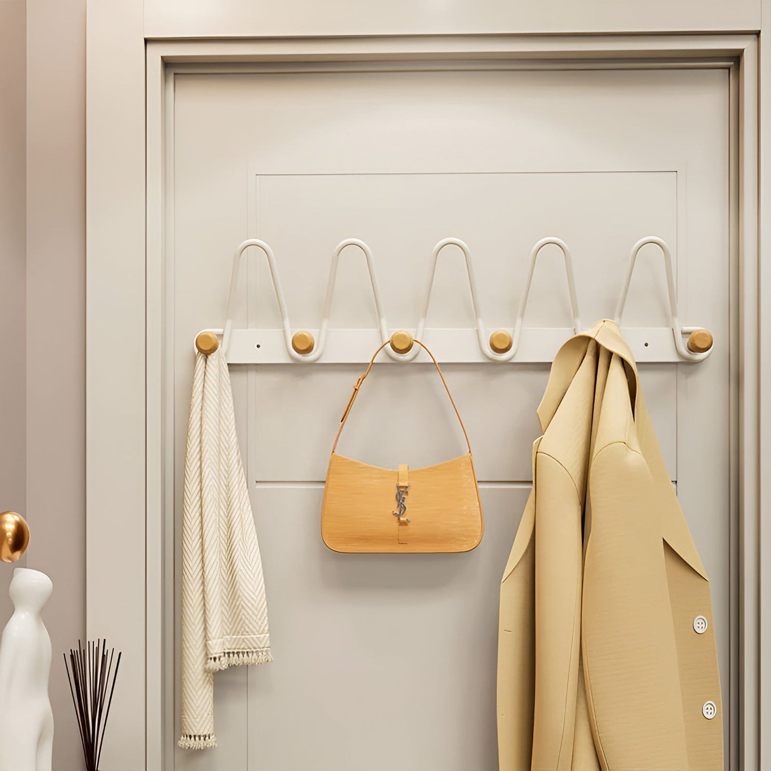 Hängande väggkrokar med dubbla rader - praktisk hängande förvaring för dörrar eller väggar