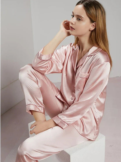 SilkDream Set – 100% Polyester Satin Pyjamas för lyxig sömn