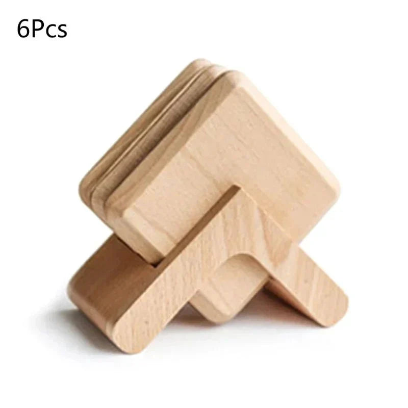 Sex Dela Valnöt Underlägg Set - Miljövänlig Trästil