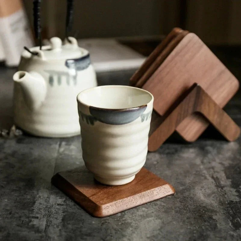 Sex Dela Valnöt Underlägg Set - Miljövänlig Trästil