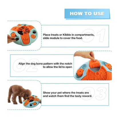 Slowfeed Puzzle Bowl - Snurrande hundskål för långsam ätning och mental stimulering