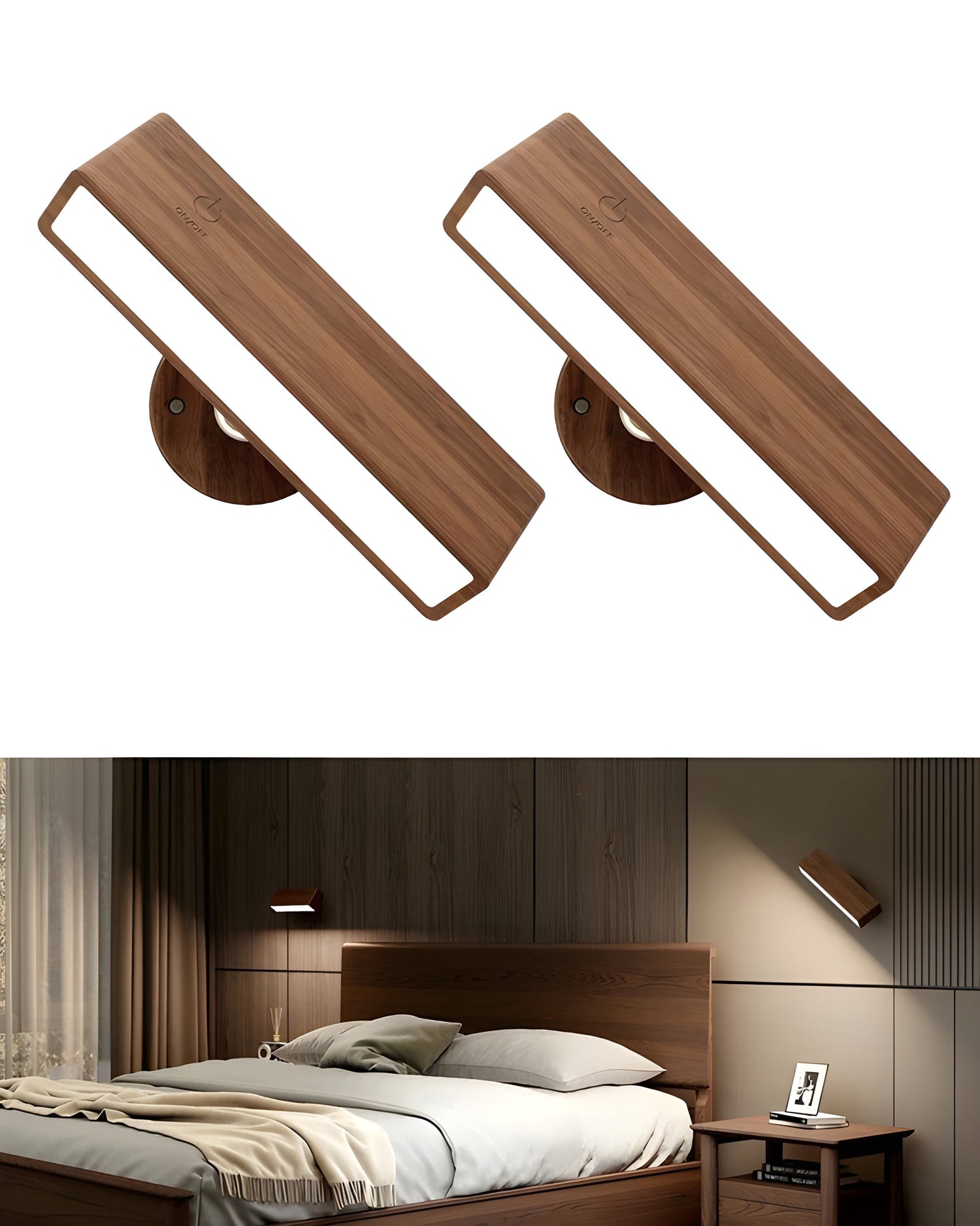 Klein Justerbar Vägglampa – Trä &amp; Magnet | Flexibel och Stilfull