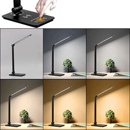 LED Skrivbordslampa med Trådlös Laddare Svart