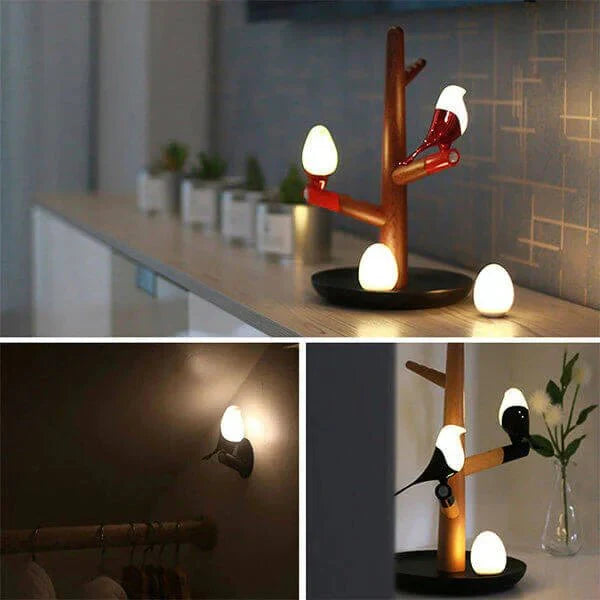LED Bordlampa Trä Sensor Nattlampa