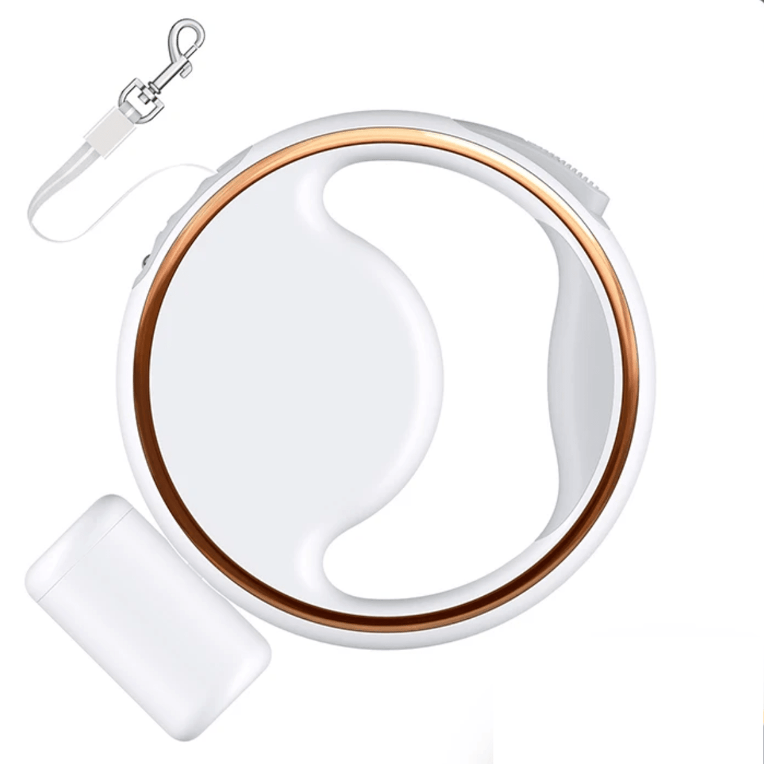 SmartLead - Automatisk hundkoppel med LED-ljus &amp; avfallspåsehållare - Återfällbar, USB-laddbar, 3m