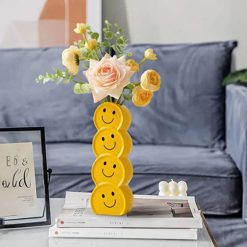 Leende Ansikten Keramisk Vas Set med Modern Design