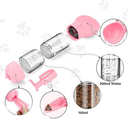 SNACKBUDDY PRO – 2-i-1 Hundvattenflaska &amp; Foderskål med soppåsekontakt