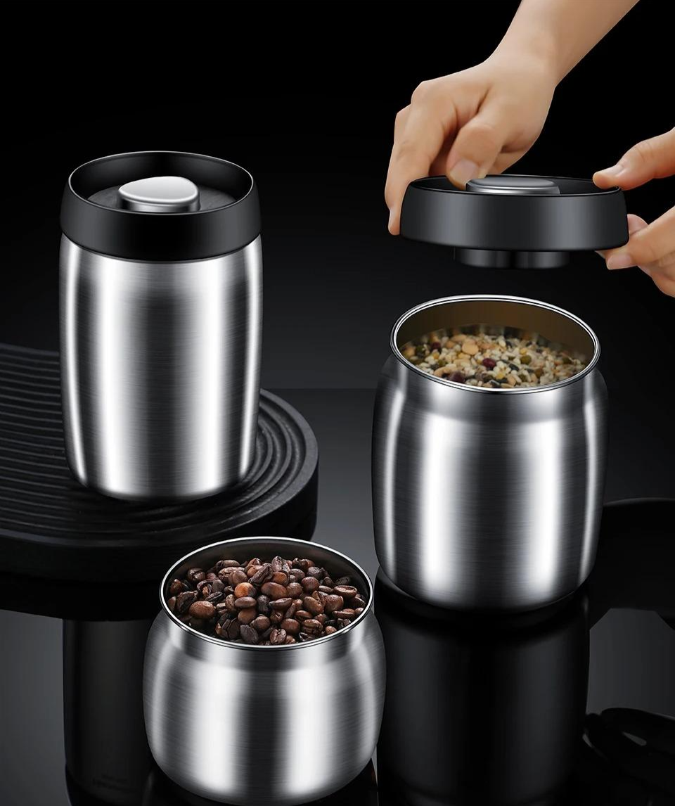 Royallure Vakuumförseglad Kaffe-böna Förvaringsbehållare 304 Rostfritt Stål Burk