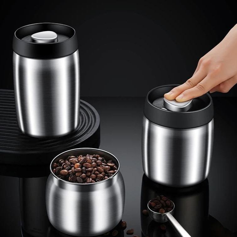 Royallure Vakuumförseglad Kaffe-böna Förvaringsbehållare 304 Rostfritt Stål Burk