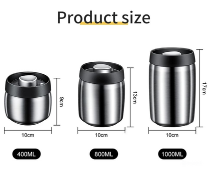 Royallure Vakuumförseglad Kaffe-böna Förvaringsbehållare 304 Rostfritt Stål Burk