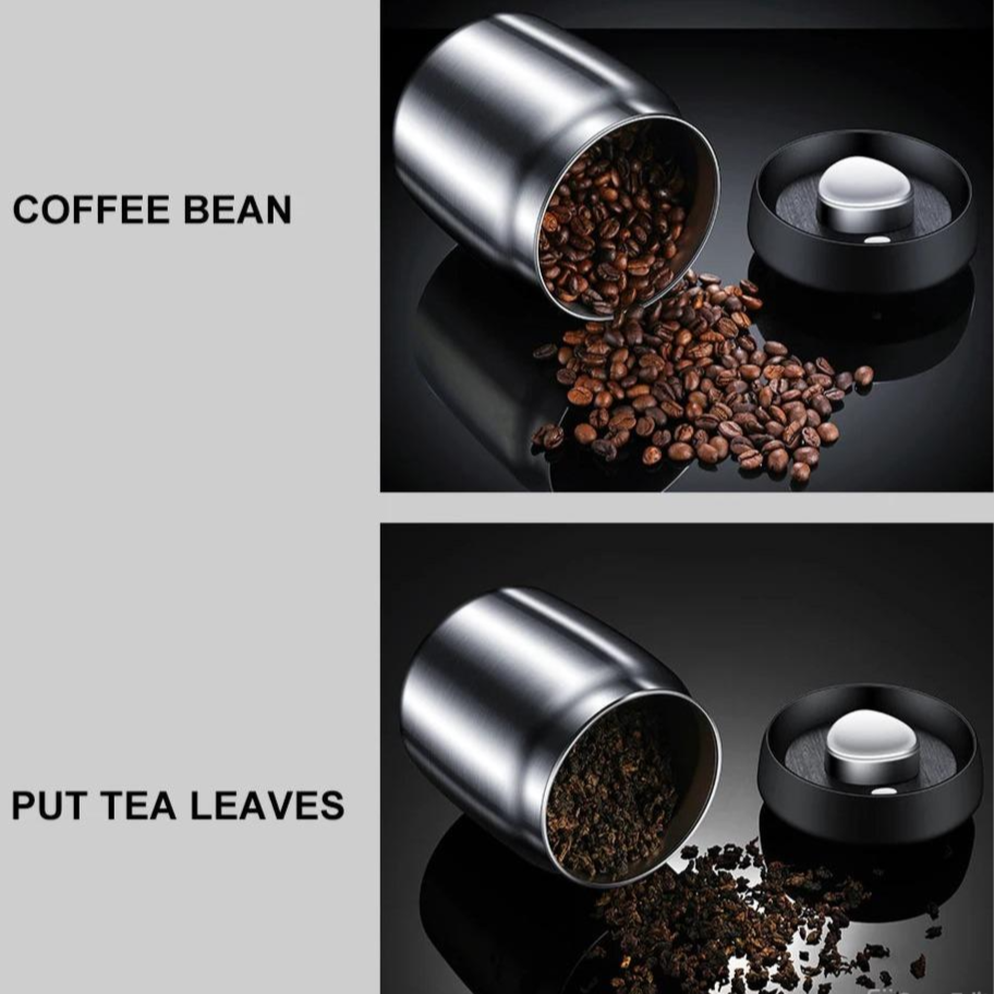 Royallure Vakuumförseglad Kaffe-böna Förvaringsbehållare 304 Rostfritt Stål Burk