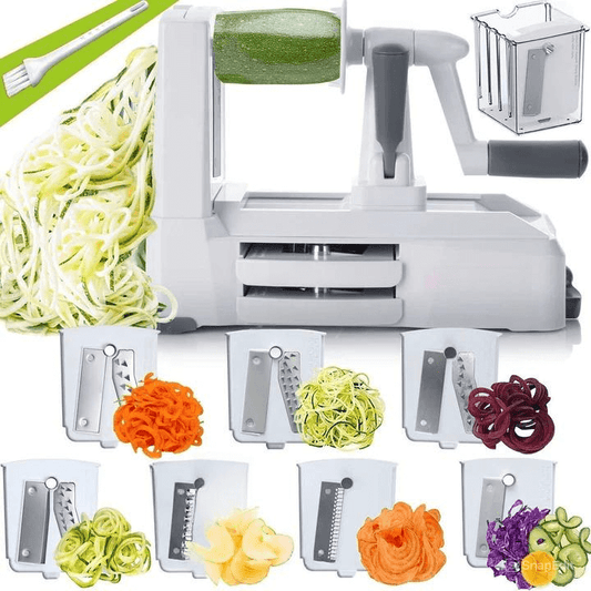 Royallure 7-bladig grönsaksspiralisator – Zucchini-nudeltillverkare och zoodle-tillverkare med sugkopp och förvaringskorg