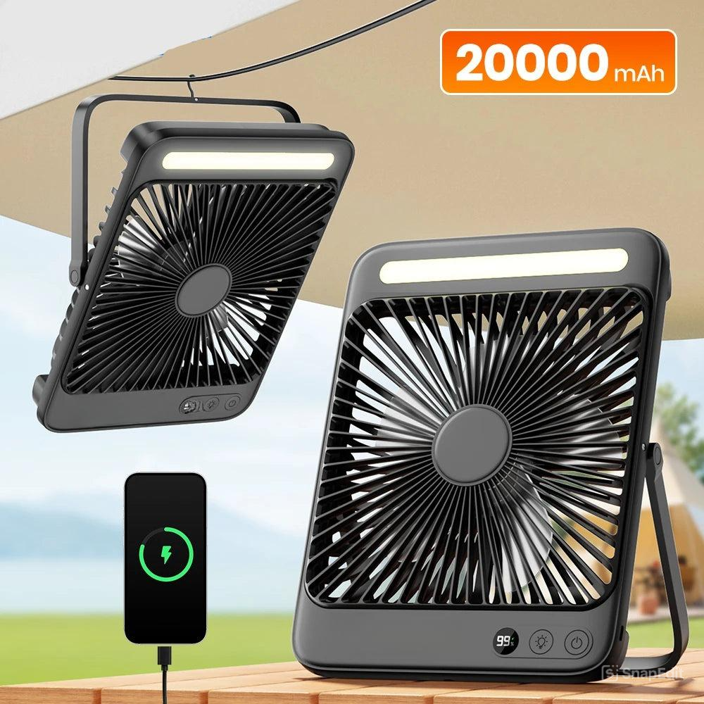 Royallure Bärbar Uppladdningsbar Bordsvovare – 20000mAh Batteri, Tyst 4-Hastighets Luftflöde & LED Lampa