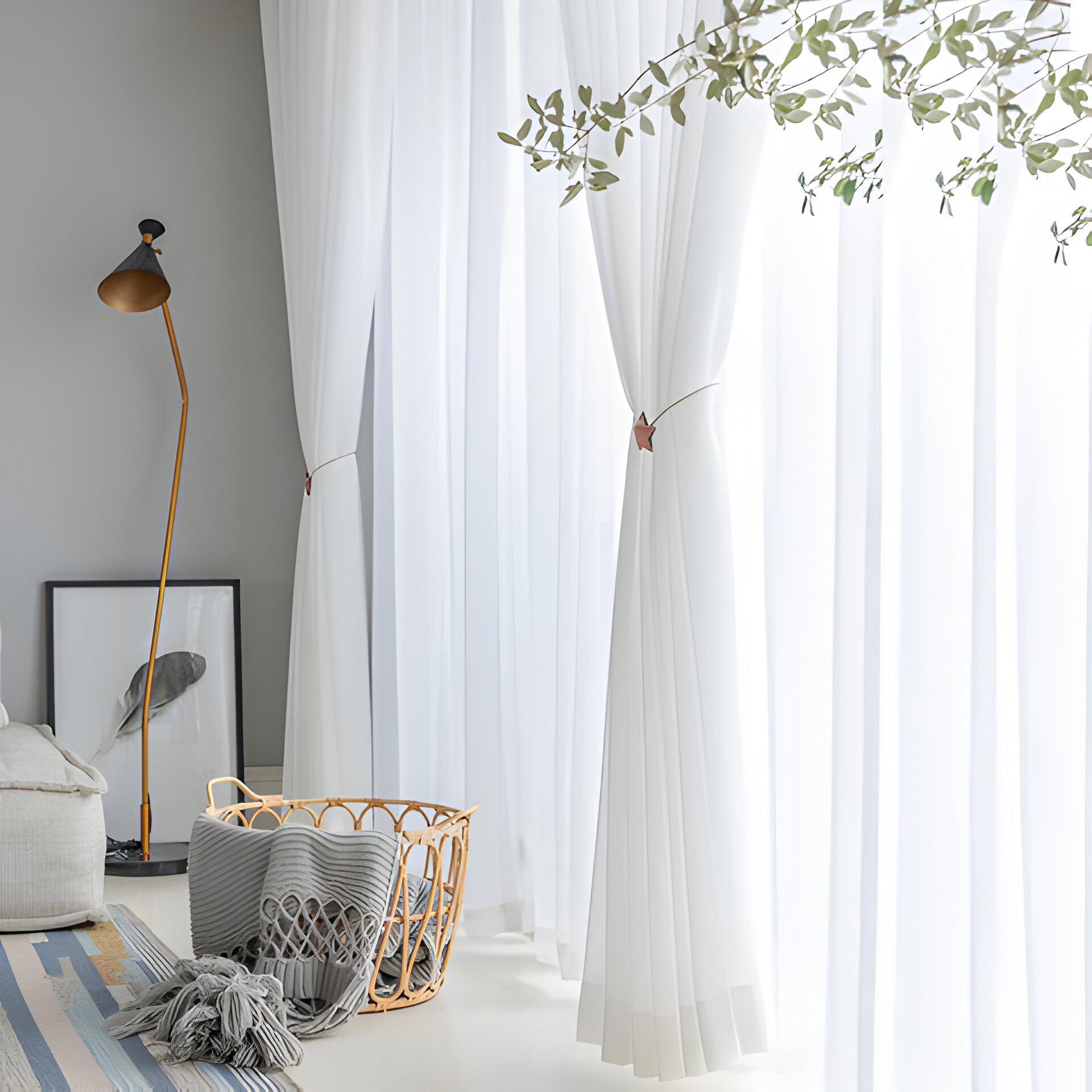 HikariVeil Gardiner - Japansk Stil Halvgenomskinliga Integritetsgardiner