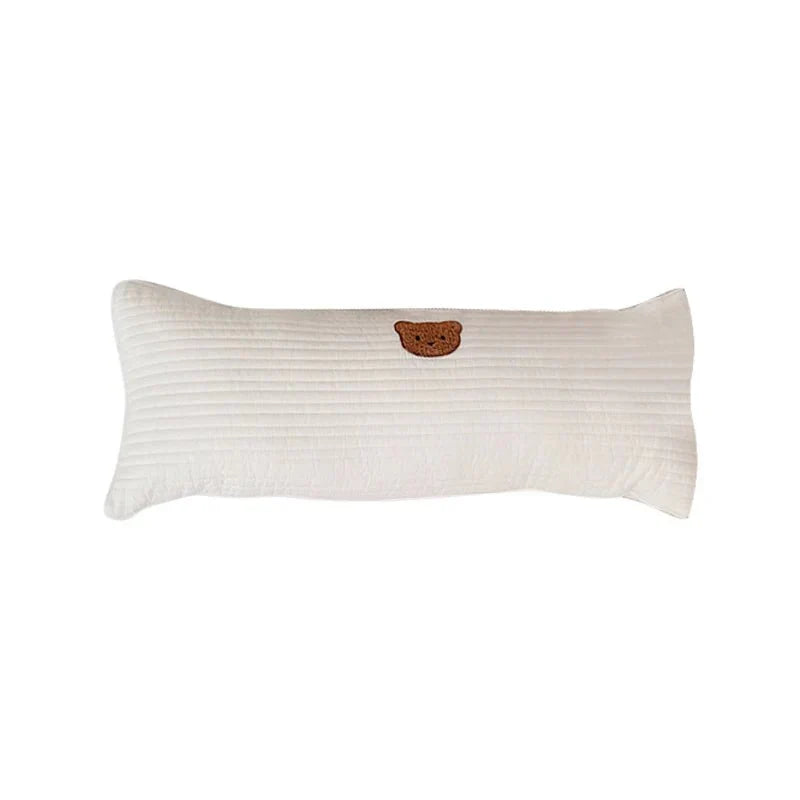 Mjuk Broderad Nallebjörns Kudde - Rund Ekologisk Kudde