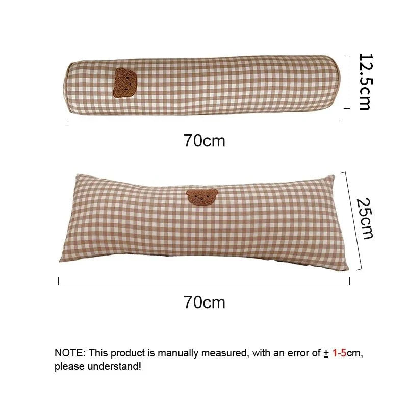 Mjuk Broderad Nallebjörns Kudde - Rund Ekologisk Kudde