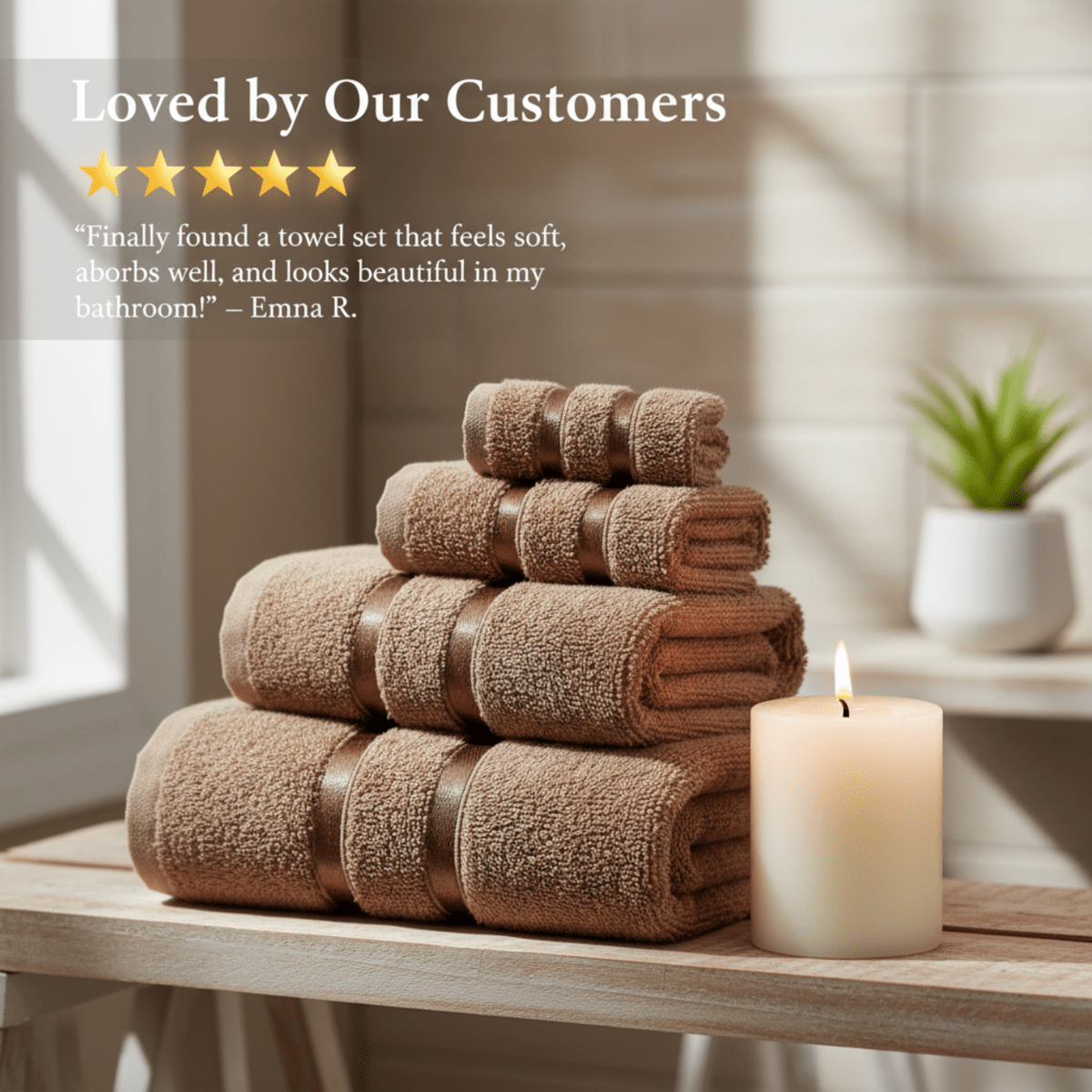 SOFTGLOW – 4-delat handduksset för badrums elegans