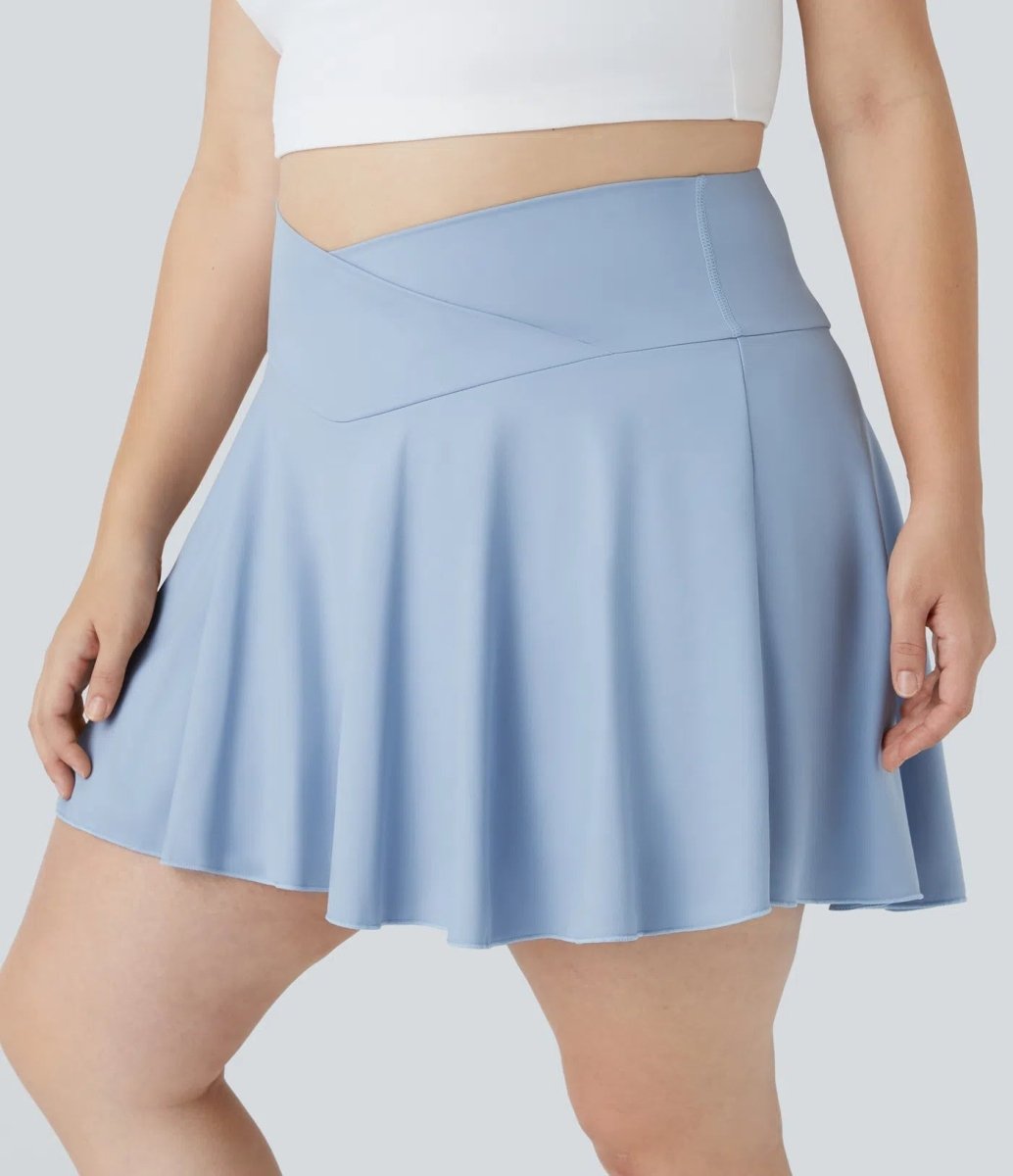 SOFTLYZERO Tenniskjol - 2-i-1 Mini med shorts, crossover midja &amp; UPF50+